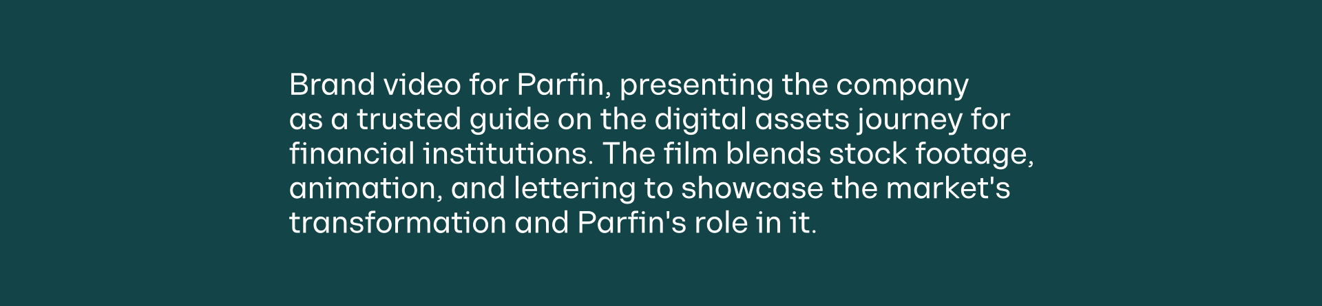 Parfin - Video Overview, project overview text