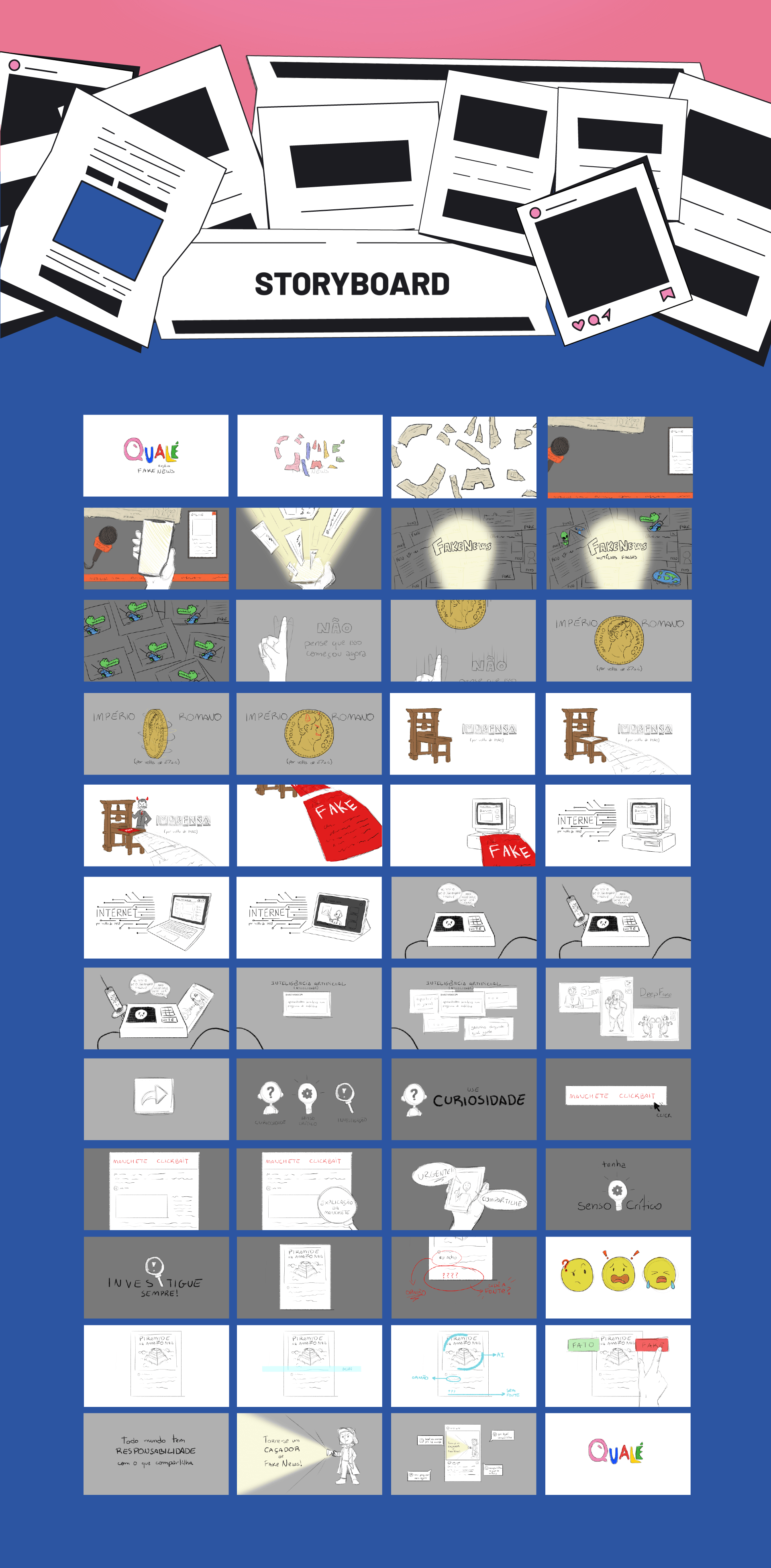 Revista Qualé - Fake News, storyboard